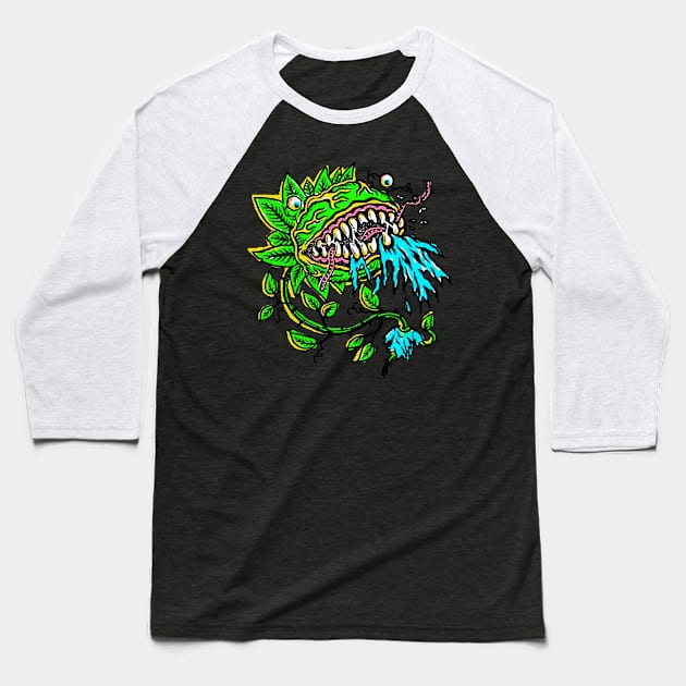 CARNIVOROUS PLANT Baseball T-Shirt by THE HORROR SHOP